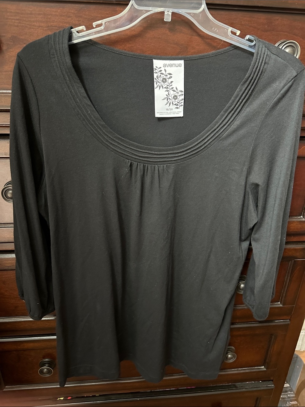 Avenue Black Long Sleeve Scoop Neck Top
